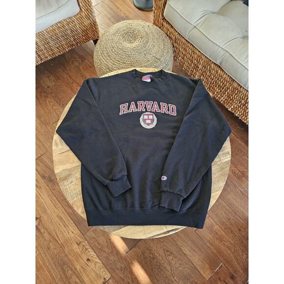 Harvard Champion Sweatshirt Size M Black Crest University College Logo - Picture 2 of 7